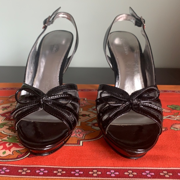 Calvin Klein Peper Patent Black Platform Heels - SIZE 7M - Picture 2 of 15